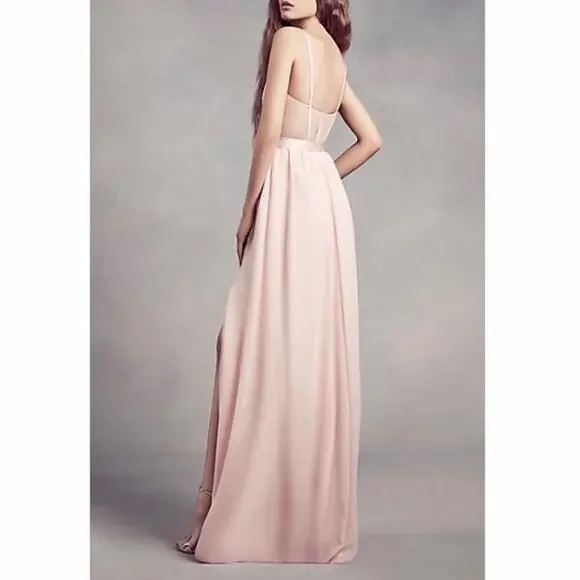 NWT Vera Wang CHARMEUSE + CHIFFON BRIDESMAID DRESS in WineSize 2
